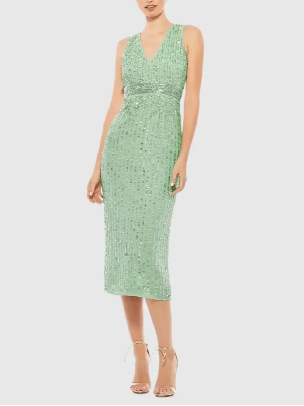 NWOT Mac Duggal mint green sequin cocktail dress